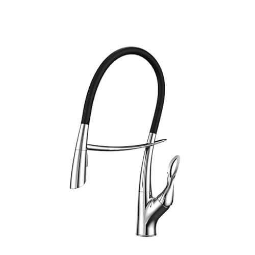 Wasserhahn Küche, Luxus-Küchenarmatur aus Messing in Pistolengrau, ausziehbares Design mit magnetischer Absaugung, Einhand-Kalt- und Warmwasserhahn mit Doppelsteuerung und 2 Funktionen(Chrome) von JOJIDE