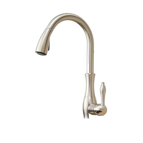 Wasserhahn Küche, Schwarze Küchenarmaturen, herausziehbare Küchenspüle, Einhebel-Wassermischbatterie, Kran for Küche, 360-Rotationsmischer 866011(Brushed Nickel) von JOJIDE