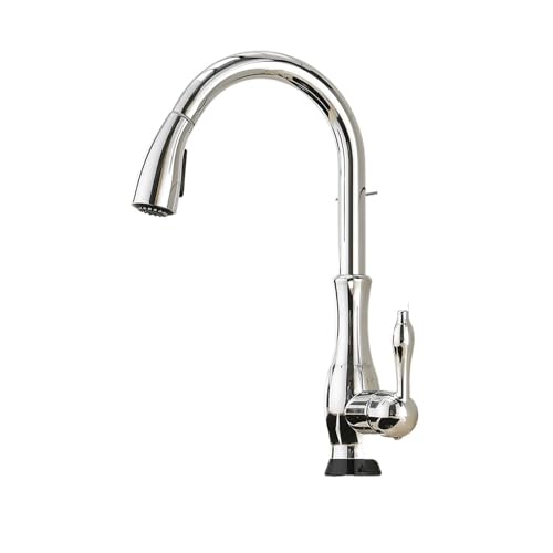 Wasserhahn Küche, Schwarze Küchenarmaturen, herausziehbare Küchenspüle, Einhebel-Wassermischbatterie, Kran for Küche, 360-Rotationsmischer 866011(Chrome) von JOJIDE