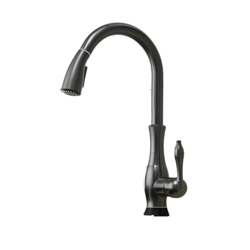 Wasserhahn Küche, Schwarze Küchenarmaturen, herausziehbare Küchenspüle, Einhebel-Wassermischbatterie, Kran for Küche, 360-Rotationsmischer 866011(Noir) von JOJIDE