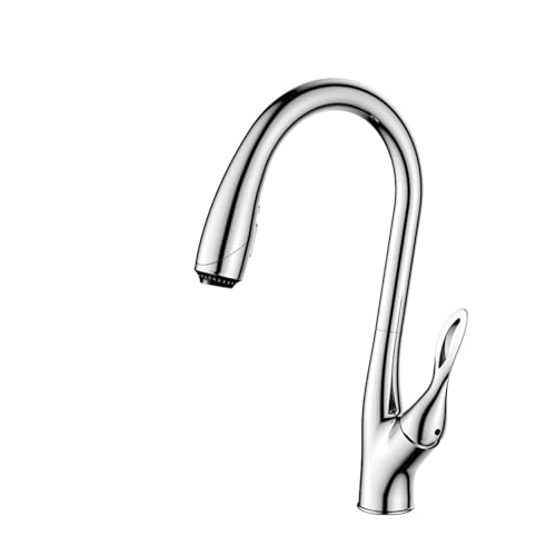 Wasserhahn Küche, Schwarzer Messing-Badezimmerhahn mit intellintem Touch-Design, Einhand-Kalt- und Warmwasserhahn mit doppelter Steuerung und 3 Funktionen, ausziehbarer Wasserhahn(Chrome) von JOJIDE
