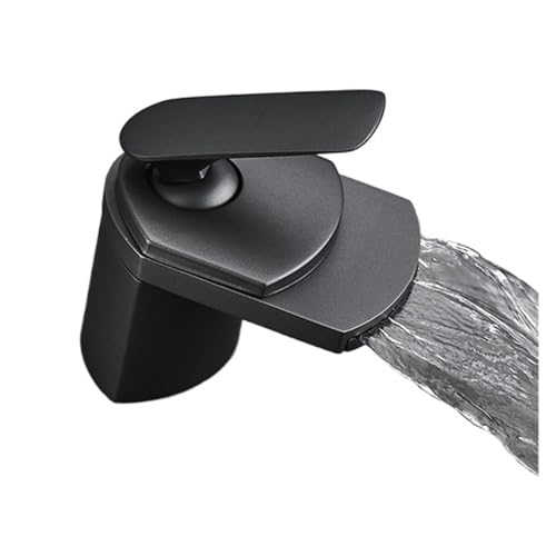 Wasserhahn Küche, Weißer Wasserhahn, Badezimmer-Wasserfall-Waschtischarmaturen, Einzelhalter, Einloch-Waschtischmischer, heißes und kaltes Wasser(SLT203-B) von JOJIDE