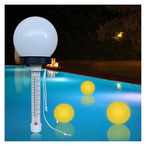 Wasserthermometer, 3Pcs Schwimmende Pool Thermometer mit Solar LED Licht Multifunktions Wasser Temperatur Warmes Licht Wasserthermometer, 3Pcs Schwimmende Pool Thermometer mit Solar LED Licht Multifunktions Wasser Temperatur Warmes Licht von JOJIDE