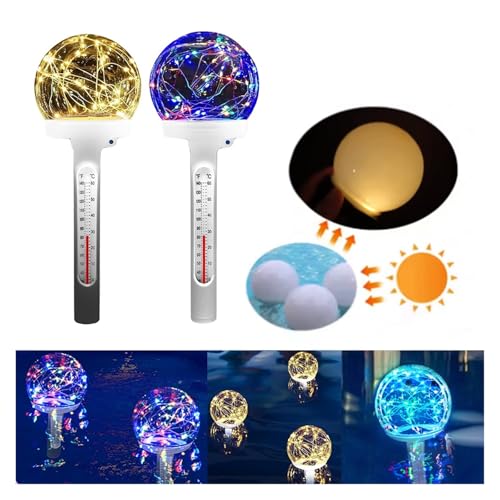 Wasserthermometer, 4Pcs Schwimmende Solar Pool Temperatur Thermometer Solar-Powered Pool Temperatur Gauge Wasserthermometer, 4Pcs Schwimmende Solar Pool Temperatur Thermometer Solar-Powered Pool Temperatur Gauge von JOJIDE