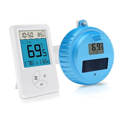 Wasserthermometer, Drahtloses Poolthermometer IPX8 Wasserdichter digitaler Temperatursensor LCD-Display for Pool Wasserthermometer, Drahtloses Poolthermometer IPX8 Wasserdichter digitaler Temperatursensor LCD-Display for Pool von JOJIDE