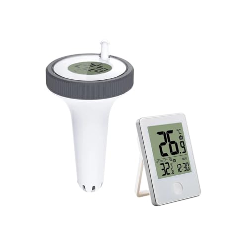 Wasserthermometer, Drahtloses schwimmendes Poolthermometer, Badewasser-Digital-LCD-Temperaturmonitor, Uhr mit Fernbedienung von JOJIDE