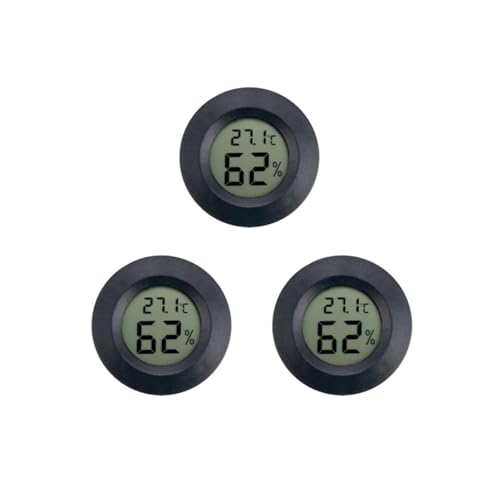 Wasserthermometer, Mini LCD Digital Thermometer Hygrometer Runde Temperatur Feuchtigkeit Tester Sensor Detektor(Black 3pcs) von JOJIDE