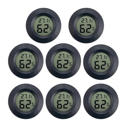 Wasserthermometer, Mini LCD Digital Thermometer Hygrometer Runde Temperatur Feuchtigkeit Tester Sensor Detektor(Black 8pcs) von JOJIDE