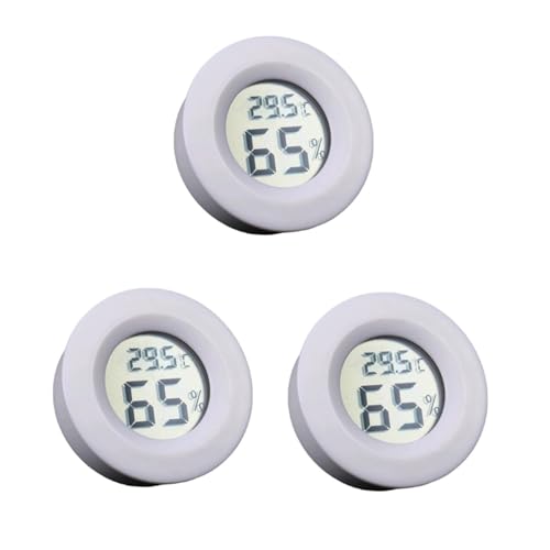 Wasserthermometer, Mini LCD Digital Thermometer Hygrometer Runde Temperatur Feuchtigkeit Tester Sensor Detektor(White 3pcs) von JOJIDE