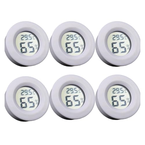 Wasserthermometer, Mini LCD Digital Thermometer Hygrometer Runde Temperatur Feuchtigkeit Tester Sensor Detektor(White 6pcs) von JOJIDE