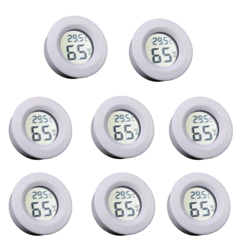 Wasserthermometer, Mini LCD Digital Thermometer Hygrometer Runde Temperatur Feuchtigkeit Tester Sensor Detektor(White 8pcs) von JOJIDE
