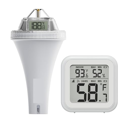 Wasserthermometer, Poolthermometer Schwimmendes digitales Schwimmbadthermometer Drahtloses Wassertemperaturmessgerät von JOJIDE