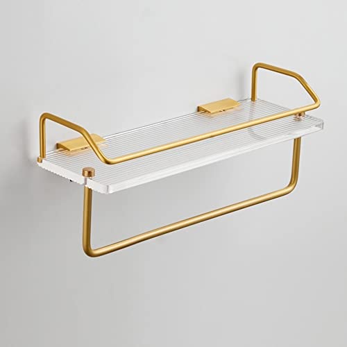 JOJMIDO Badezimmer-Regal Duschablage Hängeregale Frontspiegel mit Handtuchhalter Wandmontage Raum Aluminium Acryl Kosmetik Leder Aufbewahrungsregal von JOJMIDO