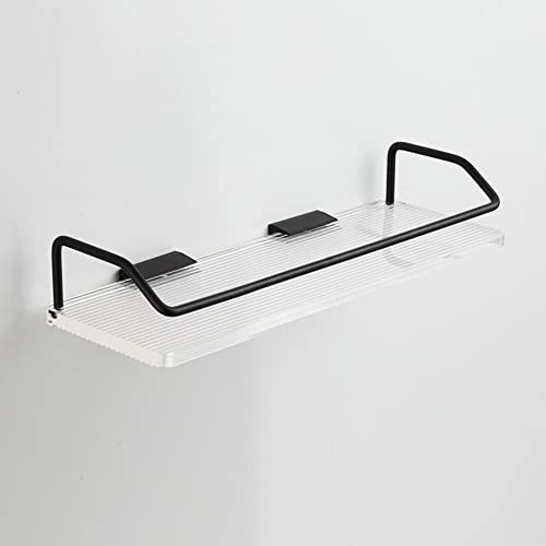 JOJMIDO Badezimmer-Regal Duschregal hängende Regale Frontspiegel mit Handtuchhalter Wandmontage Raum Aluminium Acryl Kosmetik Leder Aufbewahrungsregal von JOJMIDO