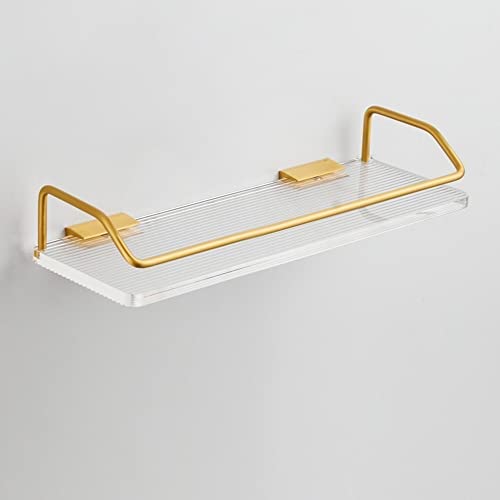 JOJMIDO Badezimmerregal Duschregal Schwebende Regale Frontspiegel mit Handtuchhalter Wandmontage Raum Aluminium Acryl Kosmetik Hautkosmetik Küchenregal von JOJMIDO