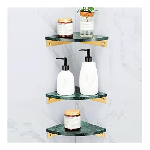 JOJMIDO Eck-Duschregal Badezimmerregal Grüner Stein Antik Messing Ernte für Badezimmer Kosmetik Shampoo-Regal Wandküchenregal Gewürzregal Robustes Regal von JOJMIDO