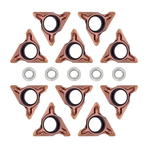 10 Stück R-Einsätze Hartmetall-Dreheinsätze mit 5 Lagern, Wendeschneidplatten für Drehmaschinen-Drehwerkzeughalter, Ersatzeinsatz (10 R-Einsätze + 5 Lager) von JOJOCY