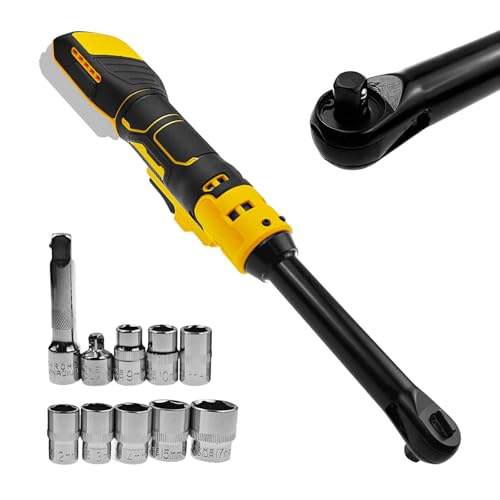 3/8" Akku-Ratschenschrauber kompatibel mit Dewalt 20V Akku, elektrische Power-Ratsche 80N.m 320RPM Power-Ratschenschrauber mit 8 Einsätzen & 1/4" Adapter von JOJOCY