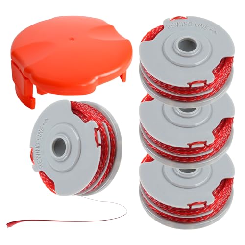 FLY021 Trimmerspule und FLY060 Spulenabdeckung für Flymo Contour XT Mini Trim Power Trim Multi Trim, 1,5 mm Doppelspule mit Autofeed-Spule und Abdeckung (4 Spule + 1 Abdeckung) von JOJOCY