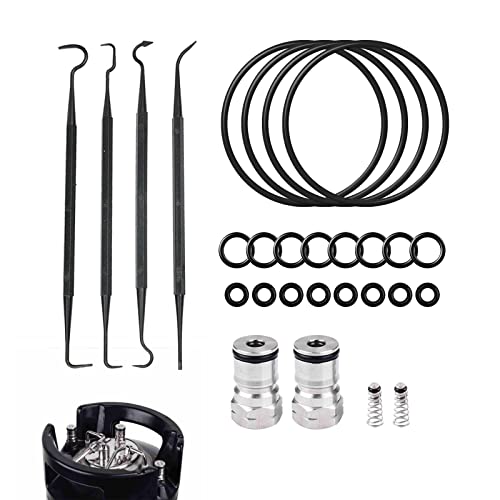JOJOCY 2 x Cornelius Typ Kugelschloss Fasspfosten + 20 x Dichtungsringe Ersatz-Bier-Soda-Unterlegscheiben-Set mit 4 x O-Ring-Entfernungswerkzeug von JOJOCY