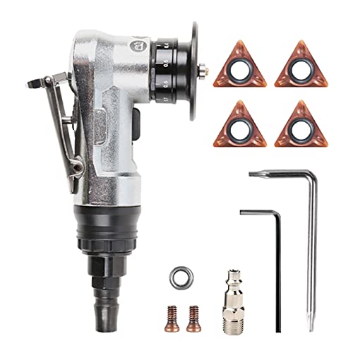 Mini Pneumatische Anfasmaschine, Tragbare Handheld 45 Grad Bogen Air Anfasmaschine mit Ersatzklingen für Metall Entgraten (Fase Maschine + 4 Wendeschneidplatten) von JOJOCY