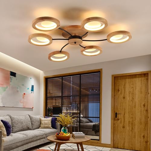 JOJOM LED Deckenleuchte Deckenlampe Holz modernes LED Runde Holz Lampen Deckenlampen 3000K-6000K Moderne Dimmbare Deckenleuchte für Wohnzimmer Küche Esszimmer Flur Home Office Kinderzimmer (Größe : 6 JOJOM LED Deckenleuchte Deckenlampe Holz modernes LED Runde Holz Lampen Deckenlampen 3000K-6000K Moderne Dimmbare Deckenleuchte für Wohnzimmer Küche Esszimmer Flur Home Office Kinderzimmer (Größe : 6 von JOJOM