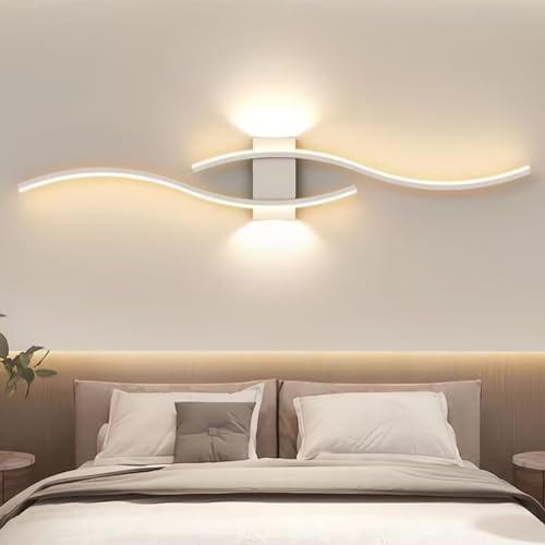 JOJOM Moderne LED-Wandleuchte Nachttisch-Lesewandleuchte Indoor Dimmbare Up und Down Wandleuchte Aluminium Anti-Rost Acryl Wandbeleuchtung Lampe für Wohnzimmer Flur Schlafzimmer Lampen (Color : Weiß von JOJOM