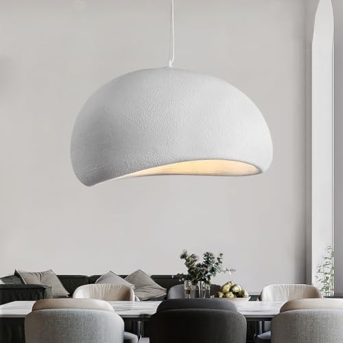 JOJOM Moderne Weiße Hängelampe Hängelampe Im Japanischen Wabi-Sabi-Stil Höhenverstellbare E27 Hängelampe Geeignet Für Wohnzimmer Café Restaurant Korridor (Glühbirne Nicht Enthalten)(30cm) von JOJOM