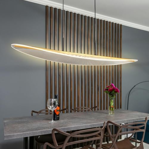 JOJOM Moderner LED-Kronleuchter Kreative LED-Lichtleiste Großer Blatt-Kronleuchter Acryl-Schirm Dimmbar Höhenverstellbar Geeignet Für Wohnzimmer Schlafzimmer Esszimmer Villa Büro(100cm) von JOJOM