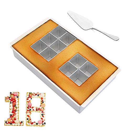 Backform Zahlen Groß, Aluminium Backformen Zahlenbackform, Buchstaben Kuchenform, Zahlenform zum Backen, Number Cake Backform Verstellbar Antihaft für DIY Backen Formen Set,Hochzeit Geburtstag Taufe von O-Kinee