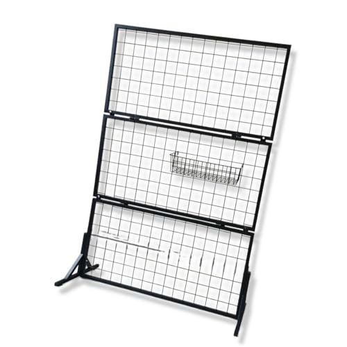 JOJTETTY Grid Wall Panel Display Ständer, Einzelhandelsregal, Shop Display Rack Grid Wall Black Metal Display -Rack mit Rädern Display -Racks für Handwerkshows Schwarz 150highand100wide von JOJTETTY
