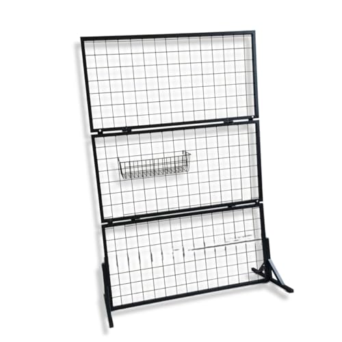 JOJTETTY Raster Wandregal mit Rädern Displayständer mit Gridwall -Panels Rack Metall Grids Stehende Rack für Einzelhandelskunstmesse Schwarz 150highand100wide von JOJTETTY