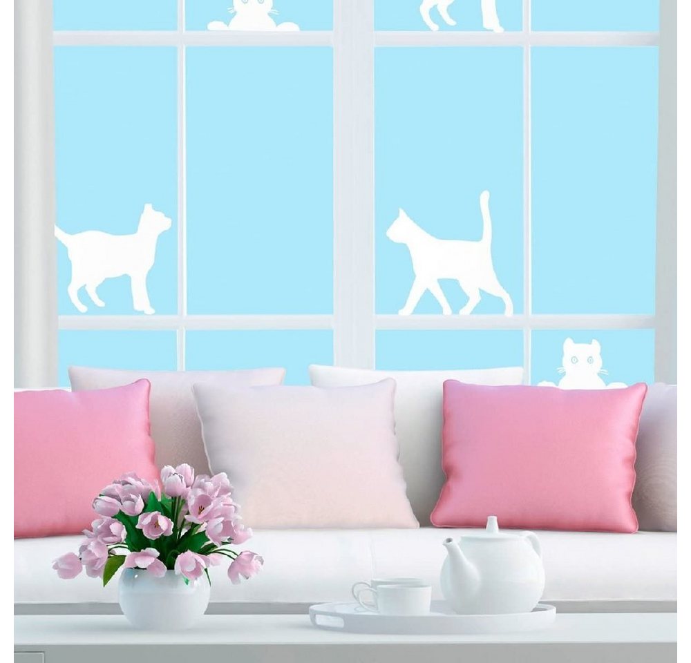 Fensterfolie Fenster Sichtschutzfolie Katze, Folie für Sichtschutz am Fenster 14294, JOKA international, halbtransparent, leichtes entfernen ohne Rückstände von JOKA international