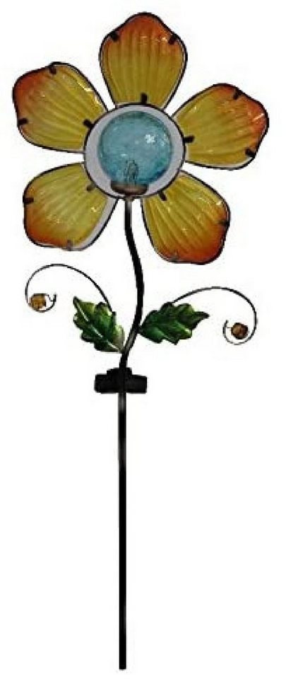 Luna24 simply great ideas... LED Solarleuchte Gartenstecker Solar Blume, Gartenbeleuchtung, Echtglas, gelb, Solar Gartenstecker Blume in gelb von Luna24 simply great ideas...