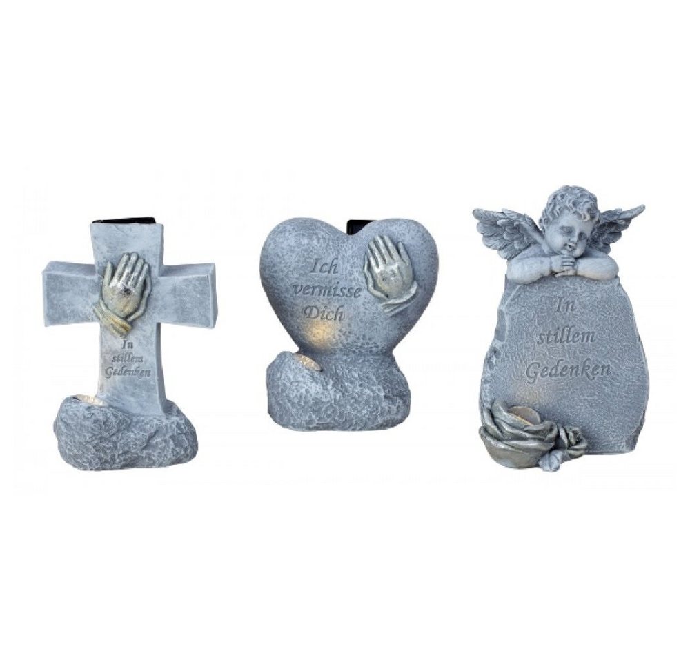 JOKA international Grabkerze Grabdekorationen Herz, Kreuz oder Engel mit Spruch wählbar von JOKA international