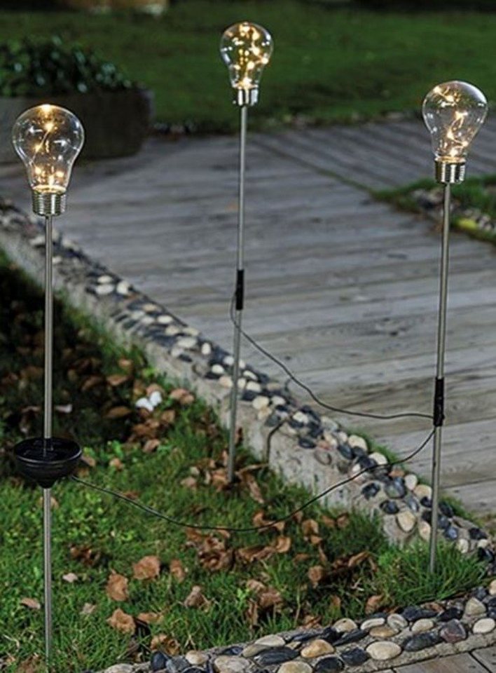 Luna24 simply great ideas... LED Dekoobjekt Solar Stableuchte, Solarleuchte, Solarlampe Glühbirne, 3tlg., LED fest integriert, warm weiß von Luna24 simply great ideas...