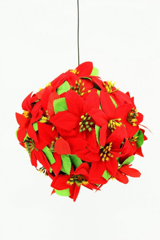 Kunstblume Deko Weihnachtsstern-Kugel, JOKA international, Höhe 21 cm, Mit Aufhänge-Haken von JOKA international