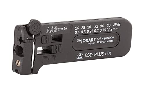 JOKARI Mikro-Präzisions-Abisolierwerkzeug antistatisch ESD-Plus 001 zum Abisolieren von feinen Leitern und Litzen AWG 36 bis 26/0,12 bis 0,40 mm Ø, Art.Nr. 40027 von JOKARI