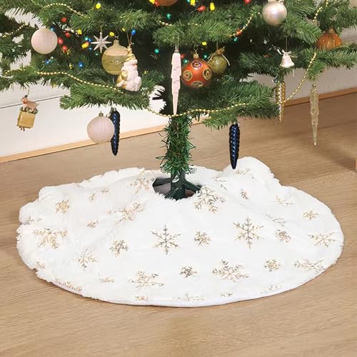 120 cm Weihnachtsbaum Decke, Runde Christbaumdecke, Weihnachtsbaum Röcke große Plüsch Weihnachtsbaum Matte für Weihnachtsfeiertag Dekorationen (White) von JOKBEN