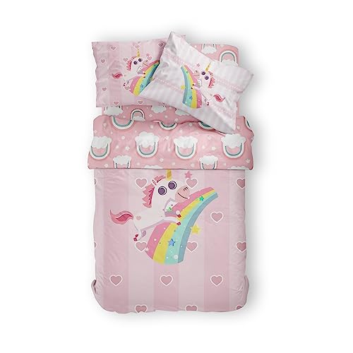 Einhorn Bettwäsche 135x200 Mikrofaser · Unicorn Kinder-Bettwäsche Für Mädchen Teenager-Bettwäsche Mit Spannbettlaken Jungen Bettwäsche-Set, Mädchen Geschenke (Einhorn 2,135x200/50x75x2) von JOKBEN