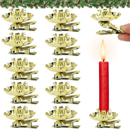 10 Stück Baumkerzenhalter Clip, Mini Kerzenhalter für Weihnachtsbaum, Vintage Gold Mit Clip für Hochzeit, Feier, PartyDeko, Weihnachten, Advent 10 Stück Baumkerzenhalter Clip, Mini Kerzenhalter für Weihnachtsbaum, Vintage Gold Mit Clip für Hochzeit, Feier, PartyDeko, Weihnachten, Advent von JOKILY