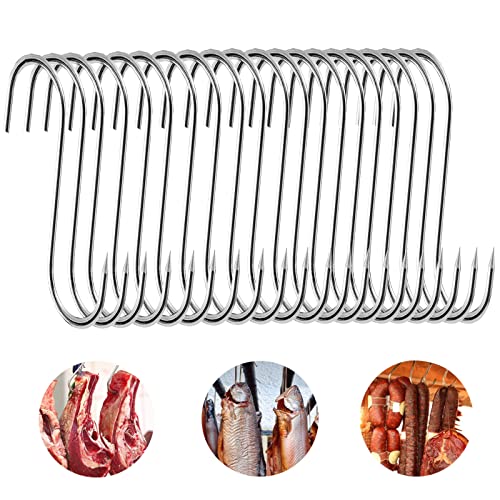 20 Stück Fleischerhaken, 15cm S Haken, Fleischerhaken Edelstahl, Küchenhaken Fleischhaken Fischhaken mit Spitzen Ende, Robust und Langlebige Metzgerhaken für Fleisch Räuchern, Fleischverarbeitung, BBQ von JOKILY
