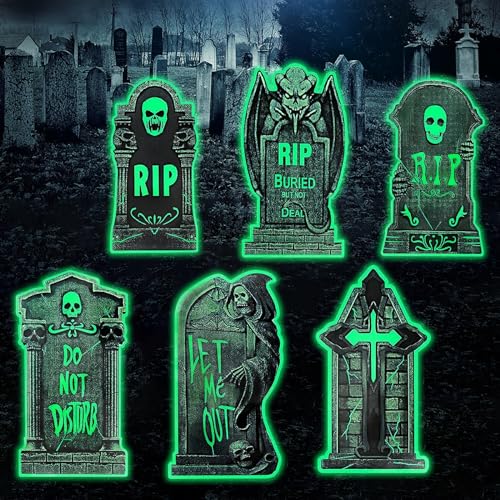 6 Stück Halloween Grabstein Tombstone Leuchtend, RIP Friedhof Grabsteine, Halloween Deko Grabstein, Grabsteine Friedhof, Gruselig Dekoration Skelett Grabsteine Friedhof für Outdoor Deko 6 Stück Halloween Grabstein Tombstone Leuchtend, RIP Friedhof Grabsteine, Halloween Deko Grabstein, Grabsteine Friedhof, Gruselig Dekoration Skelett Grabsteine Friedhof für Outdoor Deko von JOKILY