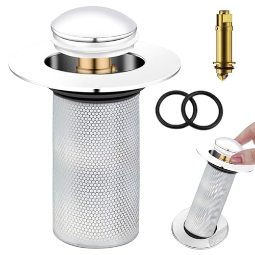 Waschbeckenstöpsel,WaschbeckenstöPsel für 34-40mm,Pop up Abflussstopfen,Universal Ablaufgarnitur Stöpsel,Abflussstopfen Waschbecken,Abflusssieb aus Edelstahl Dusche Waschbecken Abflusssieb für Küchen von JOKILY