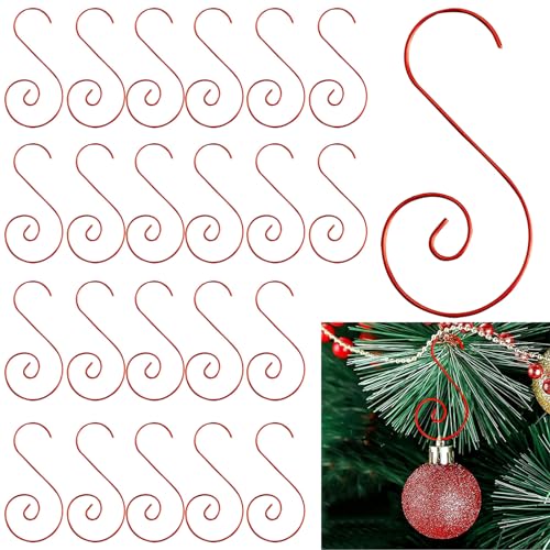 120 Stück Kugelaufhänger Weihnachten Ornament Haken S Form Aufhänger für Weihnachtskugeln Silber Weihnachtsbaumanhänger Haken für Weihnachtskugel Weihnachtsbaum Deko (Rot) von JOKILY