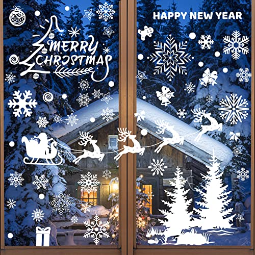 JOKILY 179 Stück Fensterbilder Weihnachten, Weihnachten Selbstklebend Fensterdeko, Fensteraufkleber PVC Fensterdeko, Fensterbilder Weihnachten, für Türen Schaufenster Vitrinen Glasfronten Deko von JOKILY