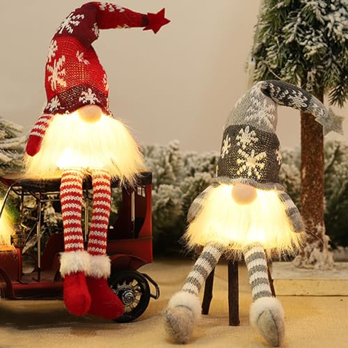 JOKILY 2 Stück ​Weihnachtswichtel Weihnachtsdekoration mit LED, Weihnachten Deko Wichtel, Weihnachtswichtel Beleuchtet Wichtel Figuren, Weihnachts Party Deko Spielzeug Geschenke für Kinder (A) von JOKILY