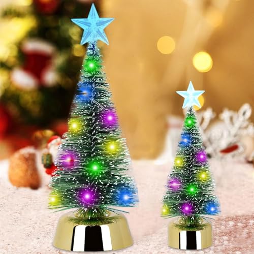 LED Mini Weihnachtsbaum,Weihnachtsbaum Miniatur,Mini Künstlicher Weihnachtsbaum,Weihnachtsbaum mit Led,Weihnachten Deko,Weihnachtsbaum Klein für Tischplatte Tischdekoratio Weihnachtsdeko(19cm+13cm) von JOKILY