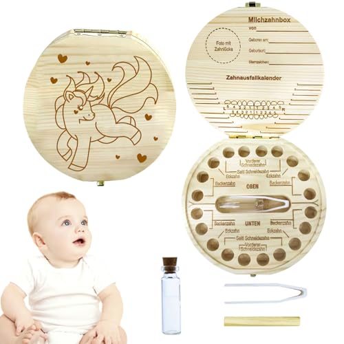 Zahnbox Holz, Zahnschachtel, Zahndose, Zahnbox für Milchzähne, Milchzahndose, Milchzähne Box, Mädchen Jungen Souvenir Box, Aufbewahrungsbox für Baby-Zähne Baby Geschenke zur Geburt (A) von JOKILY