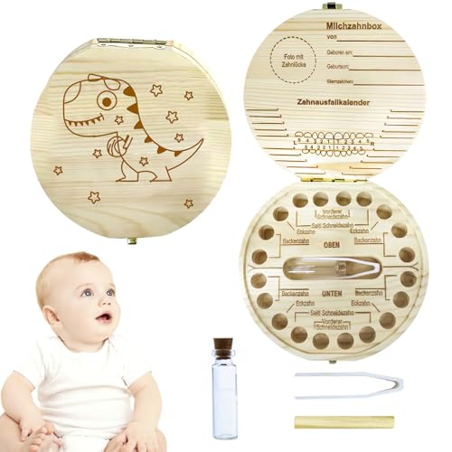 Zahnbox Holz, Zahnschachtel, Zahndose, Zahnbox für Milchzähne, Milchzahndose, Milchzähne Box, Mädchen Jungen Souvenir Box, Aufbewahrungsbox für Baby-Zähne Baby Geschenke zur Geburt (B) von JOKILY